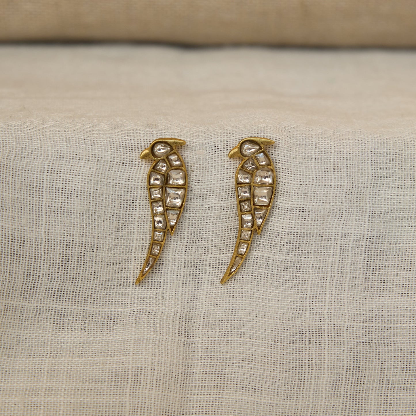 Polki Wing Curve Stud Earrings