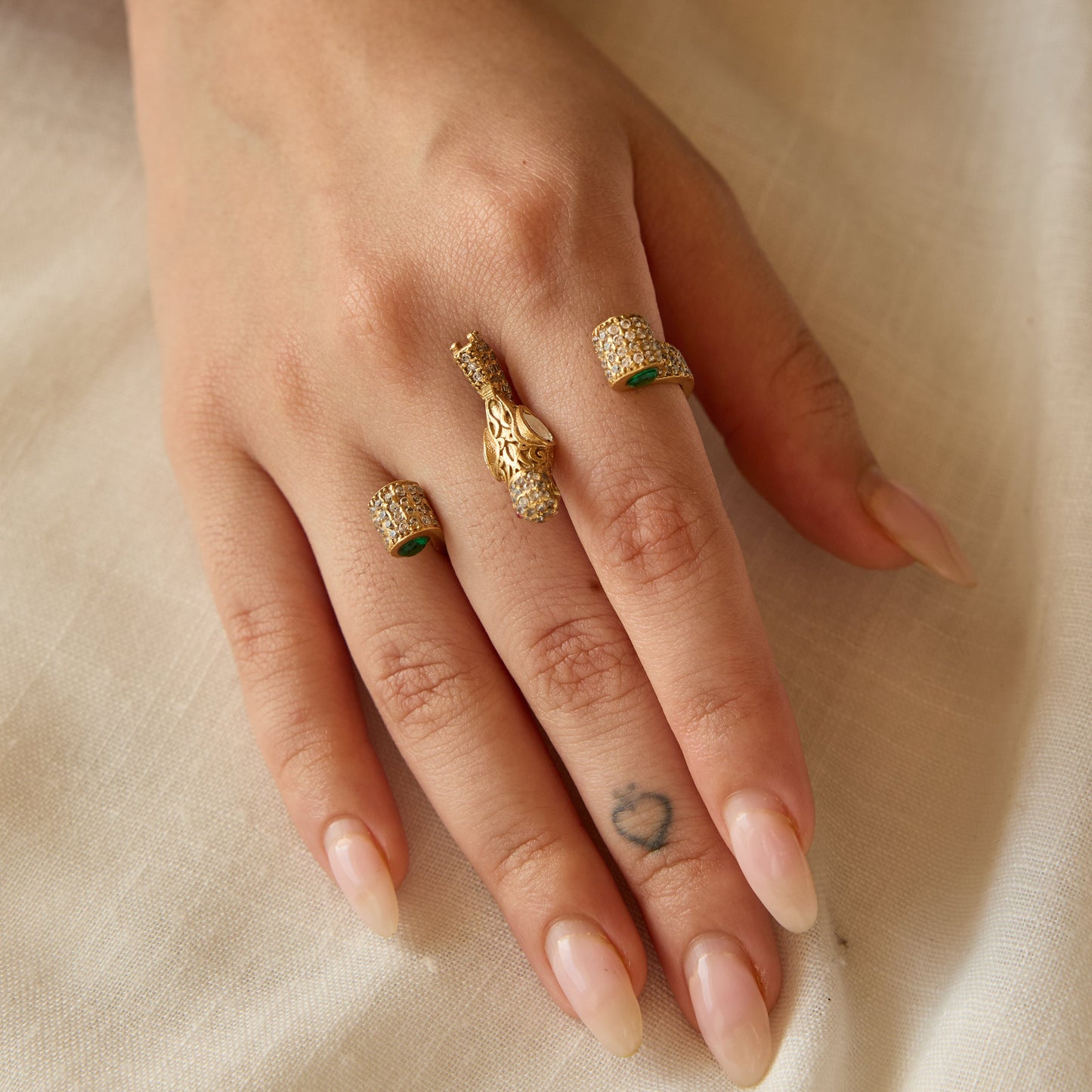 Crystal Pavé Dual Finger Bird Ring
