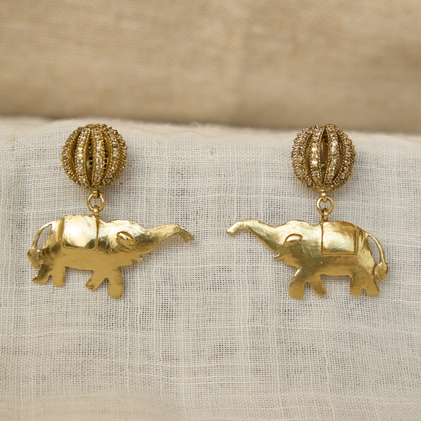 Regal Elephant Charm Drop Earrings