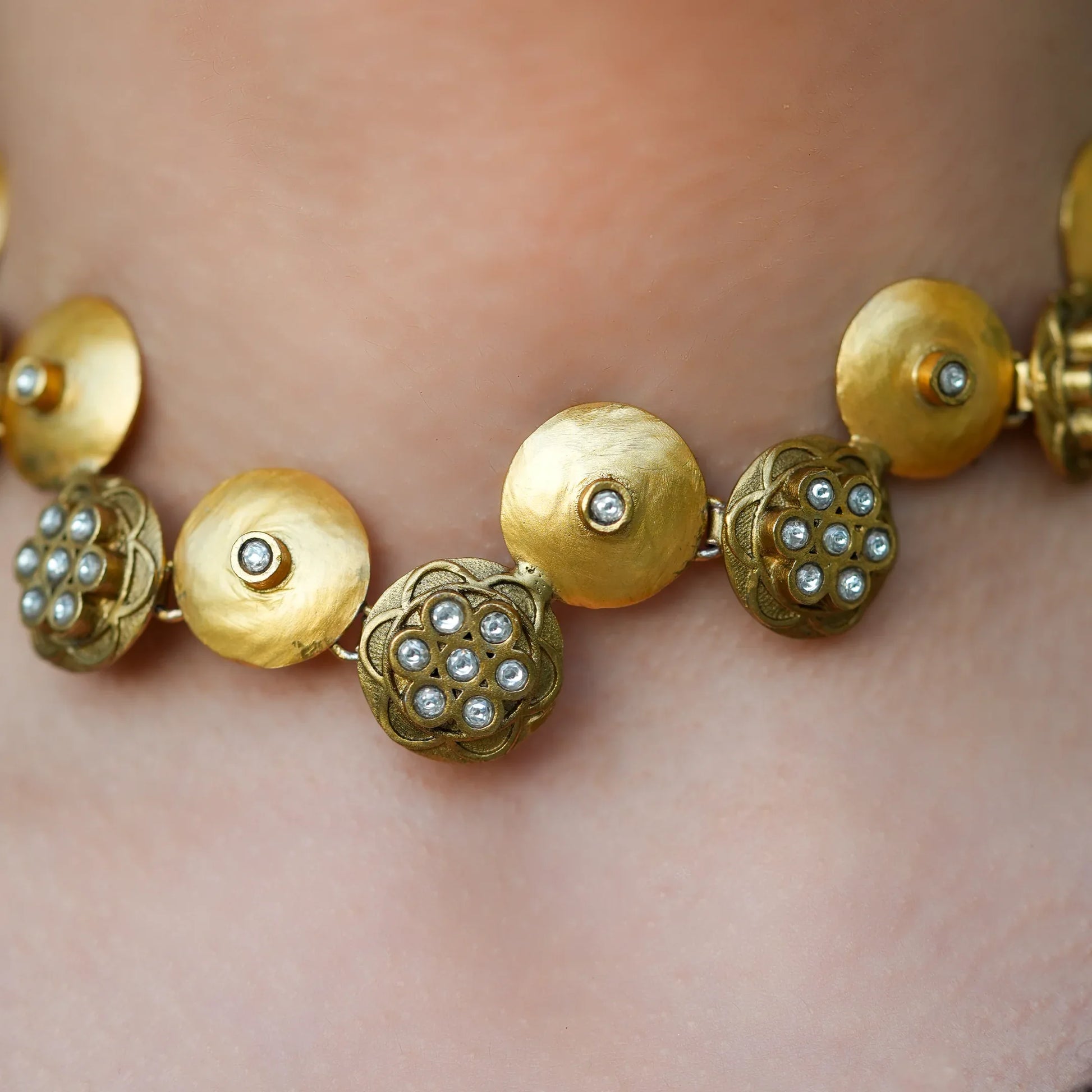 Classic Brushed Polki Choker Set - Malaiyyo