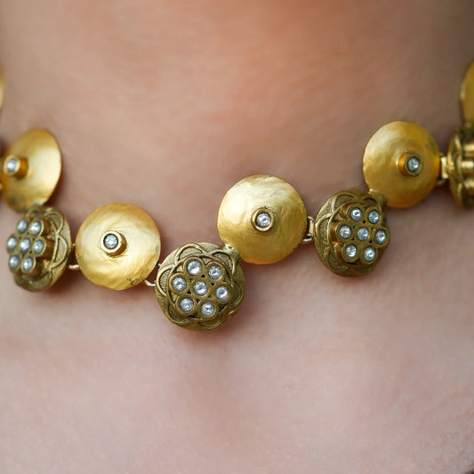 Classic Brushed Polki Choker Set - Malaiyyo