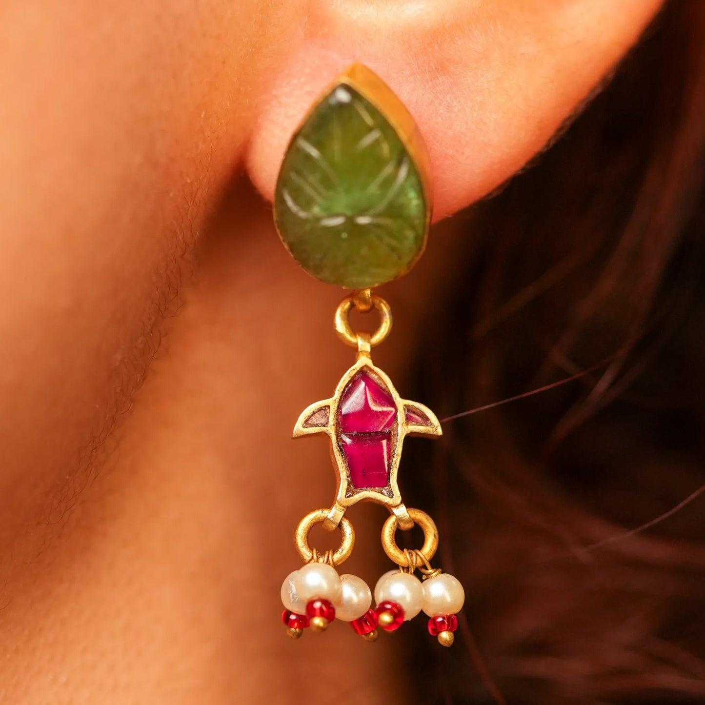 Ruby Emerald Enamel Polki Choker Set - Malaiyyo