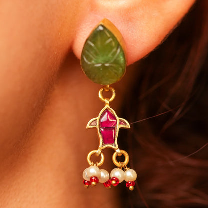 Ruby Emerald Enamel Polki Choker Set - Malaiyyo