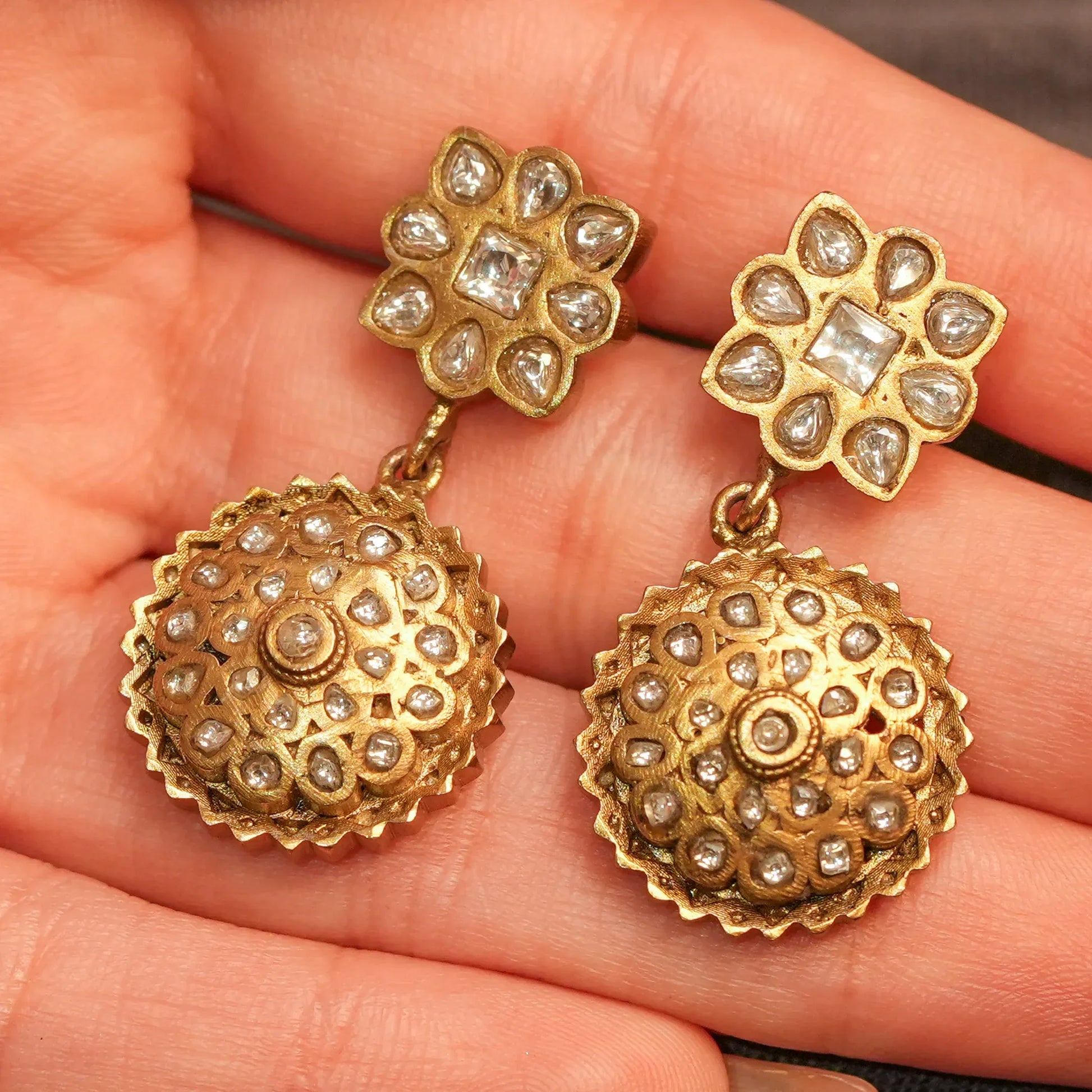 Antique Polki Green Pendant Long Necklace Set - Malaiyyo