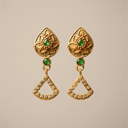 Lotus Crest Geometric Drop Earrings - Malaiyyo