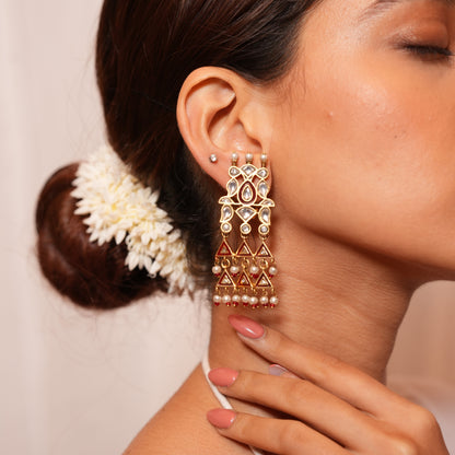 Matte Gold Enamel Polki Danglers