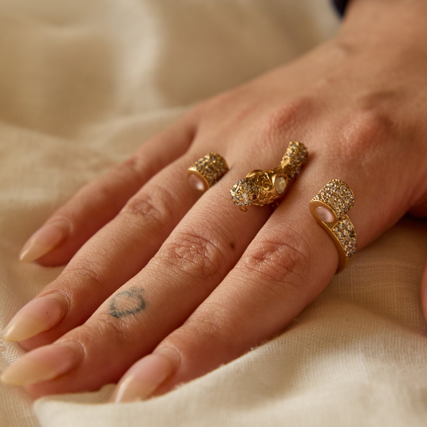 Crystal Pavé Dual Finger Bird Ring