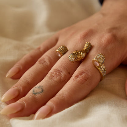 Crystal Pavé Dual Finger Bird Ring