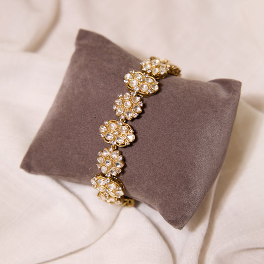 Sheesh Floral Polki Matte Gold Bracelet