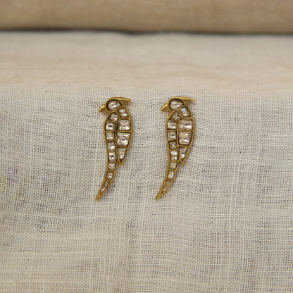 Polki Wing Curve Stud Earrings