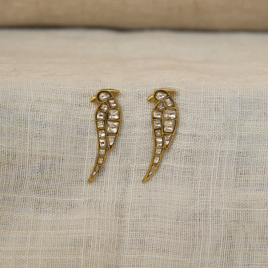 Polki Wing Curve Stud Earrings