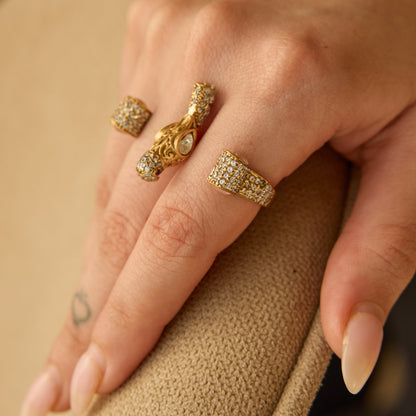 Crystal Pavé Dual Finger Bird Ring