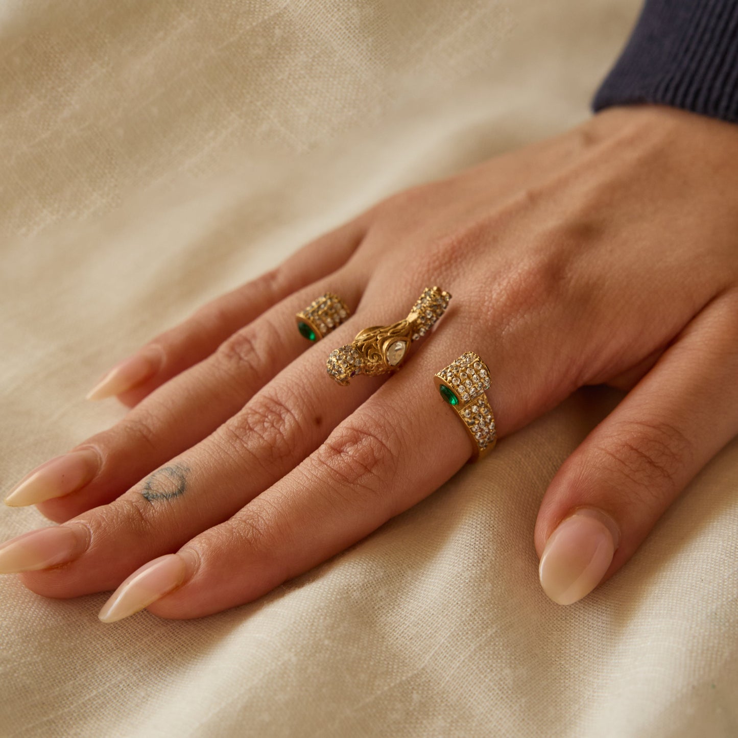 Crystal Pavé Dual Finger Bird Ring