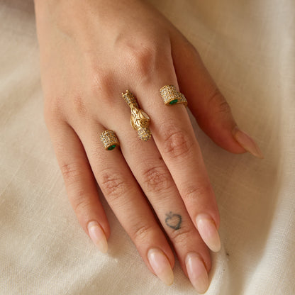 Crystal Pavé Dual Finger Bird Ring