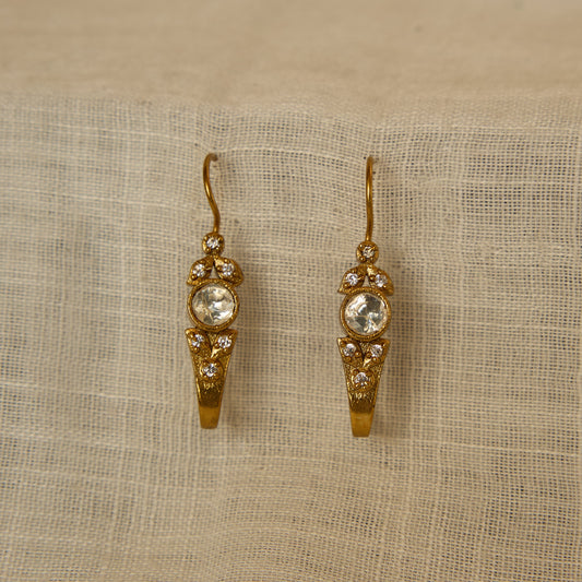 Crystal Fish Hook Drop Earrings