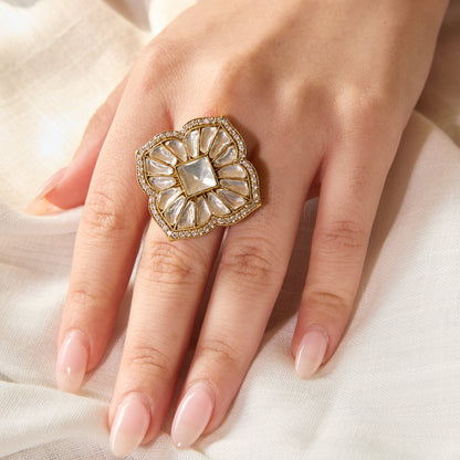 Polki Floral Statement Ring