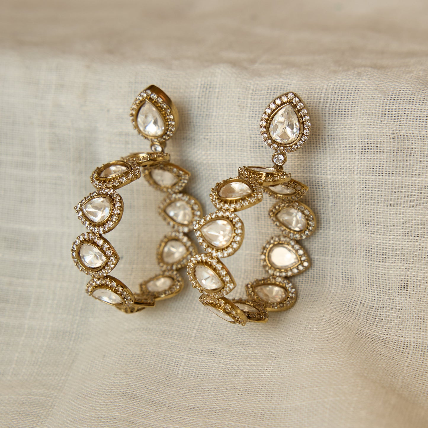 Polki Halo Hoop Earrings