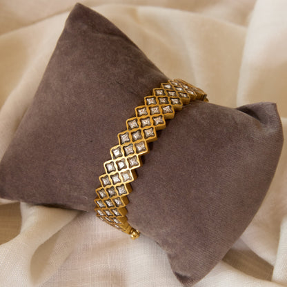 Geometric Polki Gold Plated Bangle
