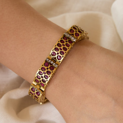 Ruby Stone Antique Gold Plated Bracelet