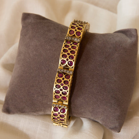 Ruby Stone Antique Gold Plated Bracelet