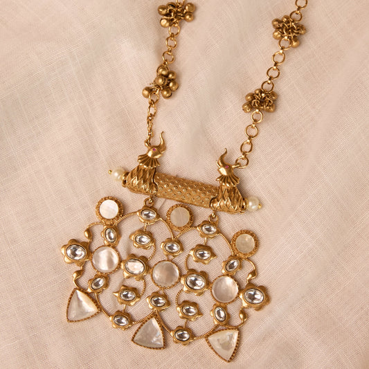 Jharokha Kundan Pearl Antique Gold Haar