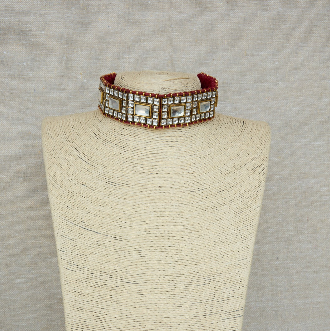 Square Polki Ethnic Choker Necklace