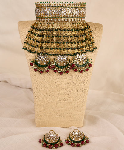 Ruby Polki Heritage Statement Necklace Set