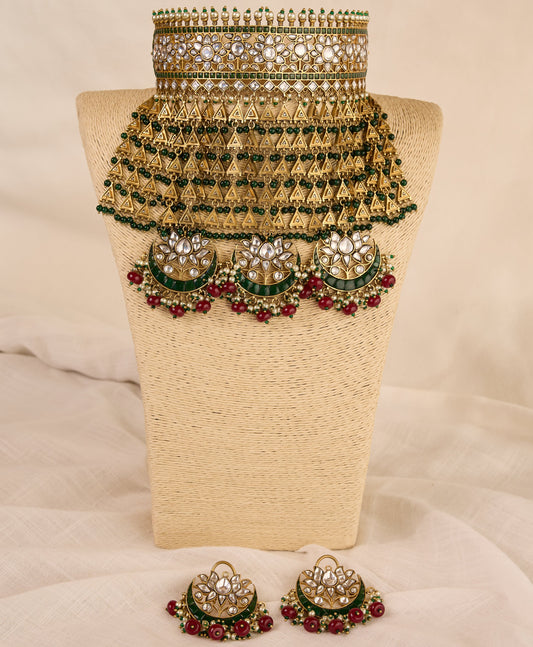Ruby Polki Heritage Statement Necklace Set