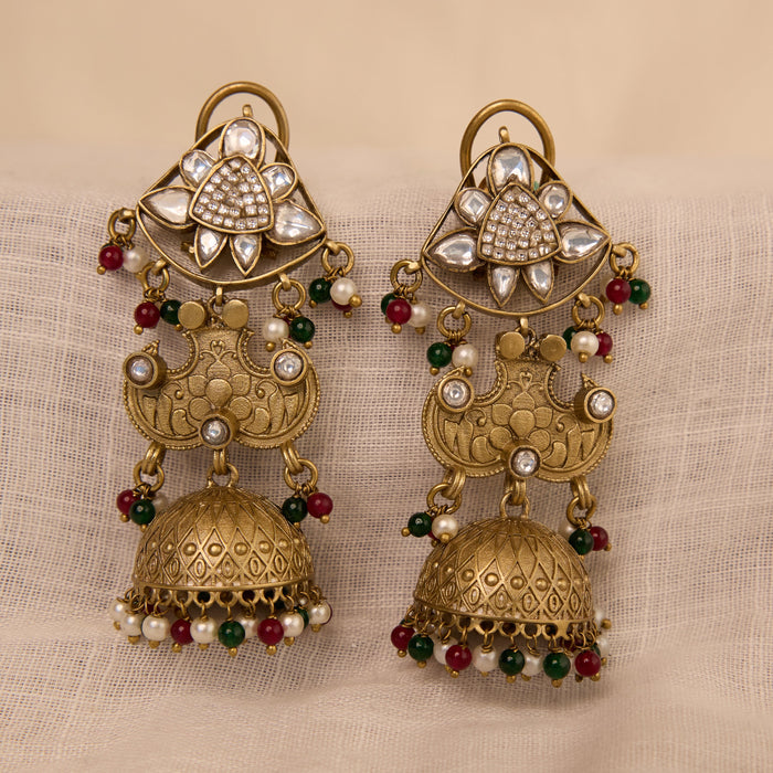 Heritage Polki Temple Jhumka Earrings