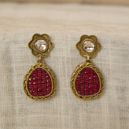 Ruby Mosaic Drop Earrings