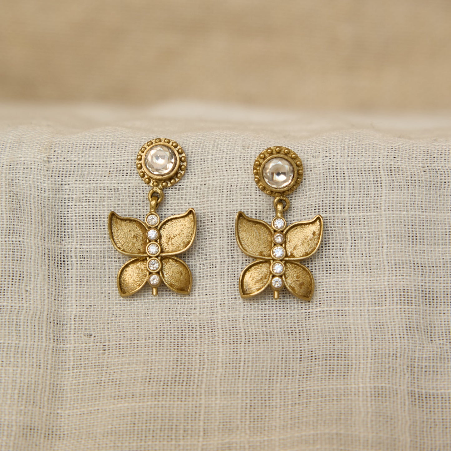Crystal Butterfly Accent Drop Earrings