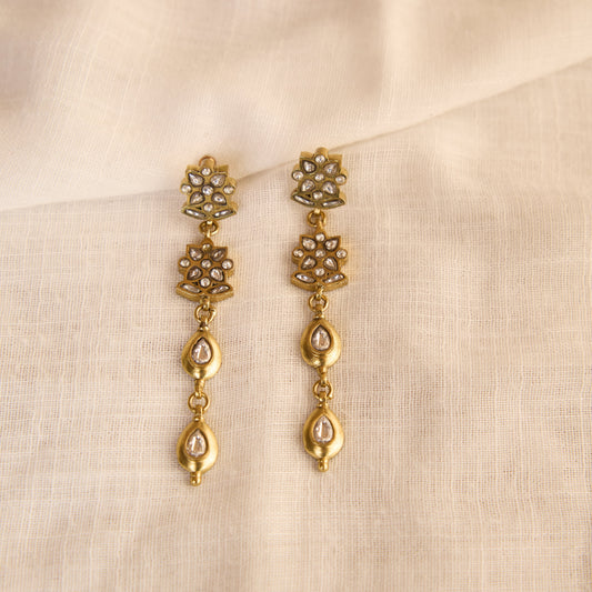 Polki Floral Drop Earrings