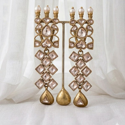 Ruby Emerald Kundan Drop Earrings