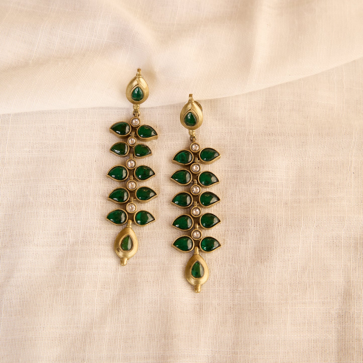 Emerald Leaf Cascade Earrings