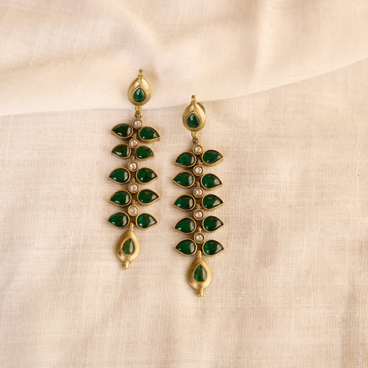 Emerald Leaf Cascade Earrings