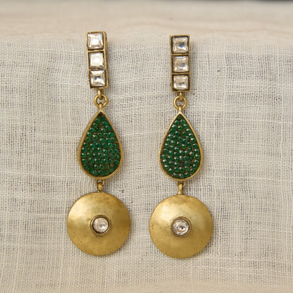 Verdant Teardrop Disc Earrings