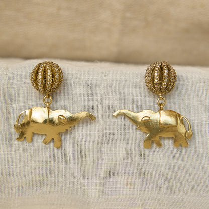 Regal Elephant Charm Drop Earrings