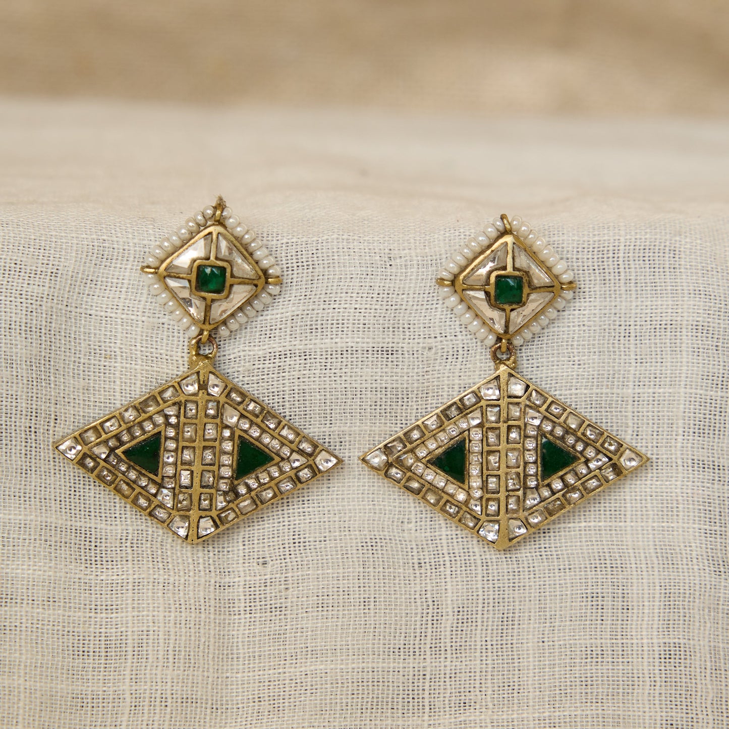Mosaic Kite Polki Statement Earrings