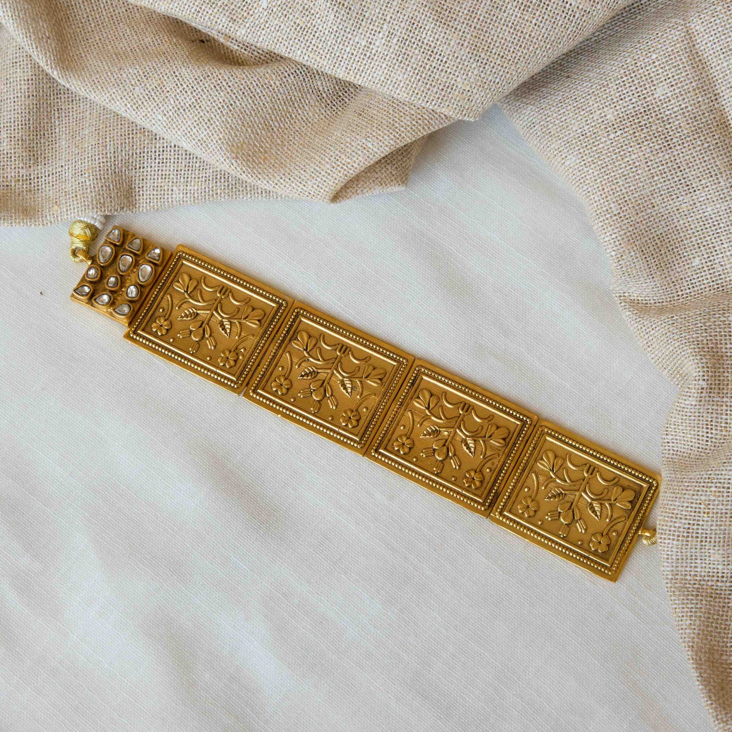 Sheesh Mahal Polki Antique Gold Choker